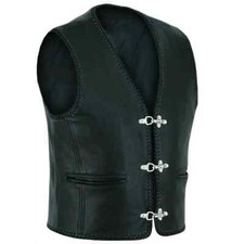 LEDERWESTE LEDER WESTE KUTTE MOTORRAD BIKER VEST CHOPPER ROCKER Rindesleder