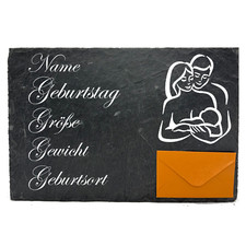 Schieferplatte 30x20 personalisiert für die Taufe, Bäumchen stellen, Geburt Baby