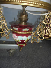 25026 Jugendstil Petroleumlampe Hängelampe Majolikalampe elektrifiziert