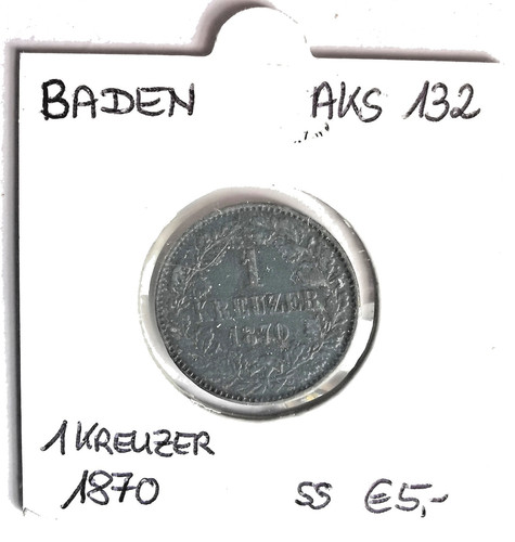 Baden kreuzer 1870 aks 132 - 1870,