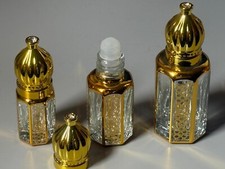 3 ml hochwertige leere Glas Parfümöl/Attar Flaschen - Roll On/Gold Design UK
