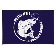 Fußmatte Angler Motiv Petri Heil & saubere Schuhe lustiges Geschenk Fisch Spruch