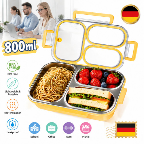 Edelstahl bento lunchbox 800ml - lunchbox,