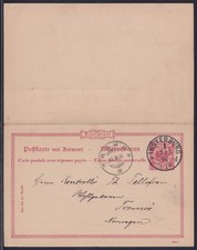 75498) INSTERBURG Ostpreußen 1896 Doppelkarte nach Tromsö Norwegen
