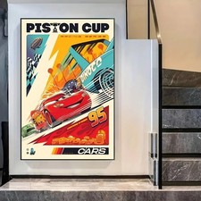 Lightning McQueen Piston Cup Poster Retro Racing Serie Cars Wandbild Film Bild