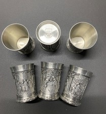 6 Zinn Schnapsbecher