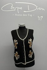 Cream Häkel Weste schwarz mit