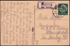 Gerbitz über Bernburg, violetter Landpost R2 klar auf AK 1936