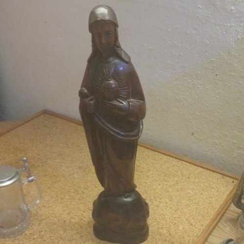 Madonna holz statue bemalt - holz,