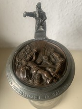 Alter Bierkrug "Gegen den Datterich 19. Mai 1881" aus Jahr 1881 mit Zinndeckel