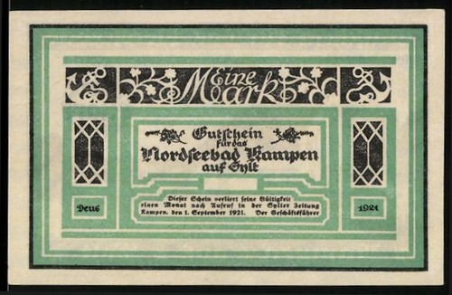 Notgeld kampen auf sylt 1921 - notgeld,