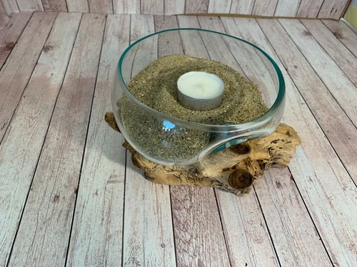 Schale glas auf teakwurzel - schale,