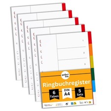 perfect line 5er Set PP Register A4 6-teilig Kunststoff Trennblätter für Ordner