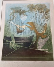 Orginal Grafik (  Lithographie ? )  40*50 cm Signiert Frankreich langouste rar 