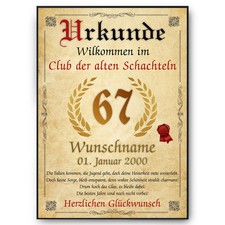 67. Geburtstag Urkunde
