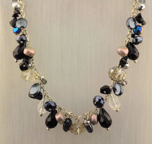 Collier glassteine schwarz - collier,