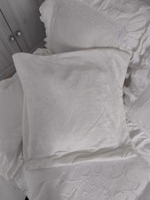 Samtkissenbezug creme weiss Kissenhülle 50x50 2er Shabby Landhaus