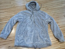 MÖBERG Graue Sweatjacke aus Kunstfell Kapuzen Sweatshirt Pulli Hoodie Gr. M