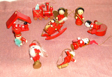 10 Christbaum Schmuck Holz Anhänger Deko Holzfiguren rot Weihnachtsbaum