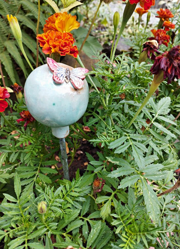 Keramik gartenstecker kugel - keramik,