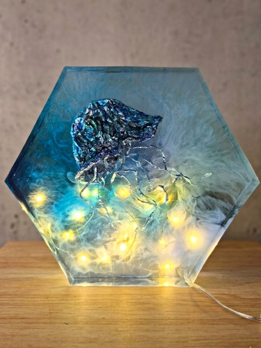 Led resin lampe qualle hexagon - led,