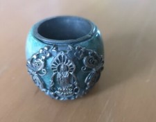 Vintage bronze/Jade Ring Herren bogenschützenring mit Guanyin/Schmetterling 
