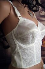 RAR Vintage Triumph odette Luxe Perlon Spitzen Long BH Cup B weiß NEU Pin Up Bra