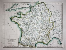 France Frankreich map carte gravure Kupferstich Karte Mentelle Chanlaire 1797