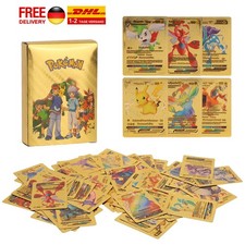 55 Stück Pokemon Karten Gold Sammelkarten Kartenspiele Cardspiele Karte Geschenk