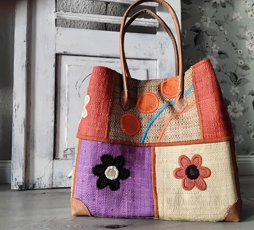 Tasche bunt hippie aus bast - tasche_bunt,,