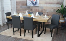 B-Ware 6er-Set Esszimmerstuhl Stuhl Littau, Kunstleder, grau matt, dunkle Beine