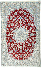 Nain 9La Orientteppich 207 x 128 cm | Handgeknüpft | Rot  | Seidenanteil | Fein