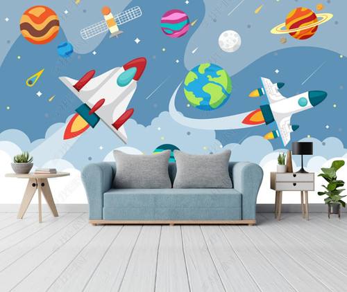 Blau weltraum planet schiff - weltraum,
