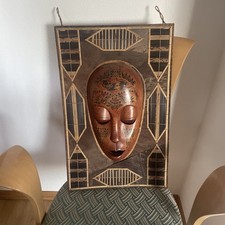 Afrika Maske Wandbild xxl Bild Holzbild H/B: 57x37x6cm  3D Effekt  Sauber