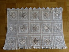 Häkelgardine 2teilig, beige, Leinen, 65x50 und 86x61, cremefarben, leichte Mänge