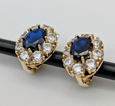 585/14K Gelbgold Onyx Edelstein Creolen- 5g - Ohrstecker Ohrringe #1414