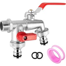 Garten Wasserhahn, Doppel Auslaufhahn, Messing, 1/2 & 3/4 Zoll, Doppelwasserh...