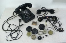 Altes Telefon mit Wählscheibe Bakelit schwarz + Bastler Zubehörteile