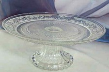 Nostalgische Tortenplatte mit Fuß Ø 18cm aus Glas Kuchenplatte Servierplatte