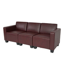 B-Ware Modular 2-Sitzer Sofa Couch Lyon, Kunstleder, rot-braun