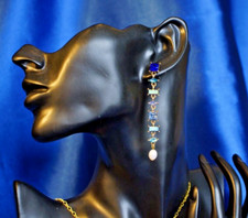 Ohrringe Hänger Swarovski Aquamarin blau Antikstil Jugendstil