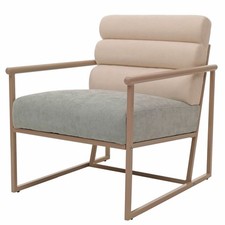 B-Ware Lounge-Sessel MWC-O38, Stoff/Textil (420 g/m²), beige, Polster blau-grün