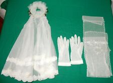  Hochzeit Brautmode Brautschleier Handschuhe Schal Spitze original Vintage 1950