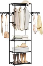 Kleiderständer freistehende Garderobe Kleiderstange Ablagen Schwarz sry58sz