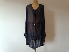 H&M BB Lange Bluse 48,Tunika,Transparent,Sommer,Schwarz,Rayon,Crash,Sexy