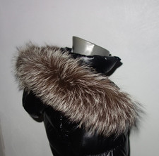 Silberfuchs Pelz Kapuze Kragen