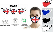 Gesichtsmaske Waschbar Doppellagig Abdeckung Schild Atmungsaktiv Wiederverwendbar Schutz PSA