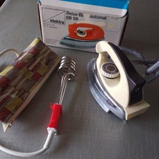 2 teiliges Vintage Set Reise Reisebügeleisen Elektra und Tauchsieder