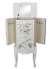 Schmuckkommode mit Schubladen & Spiegel Landhaus Schmuckkästchen Schmuckkasten 