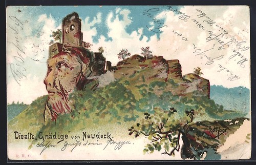 Lithographie die alte - lithographie, gnädige